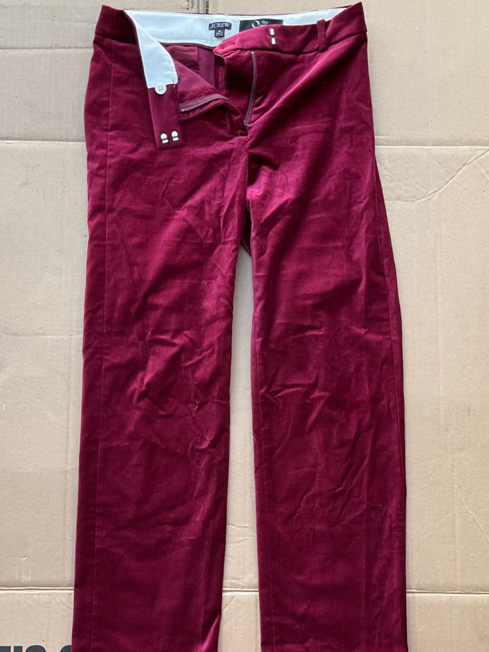 J Crew Stella Pants in Burgundy Velvet Size 4P